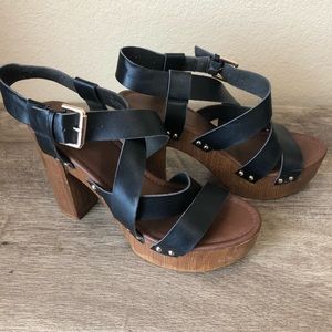 Black Strappy Block Heels